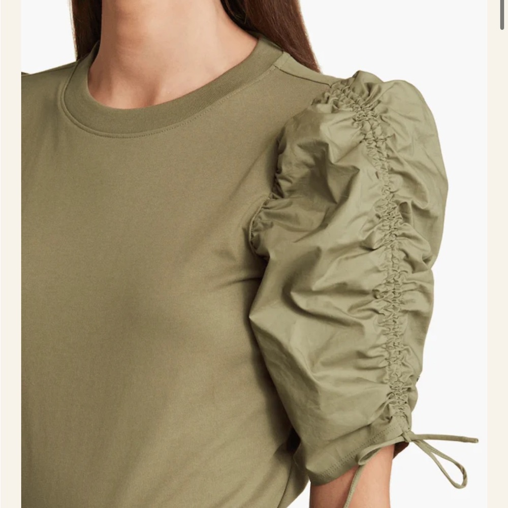 FRAME Ruched Tie Sleeve Tee